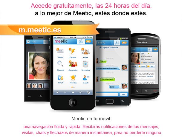 Aplicación de Meetic para móviles y smartphones
