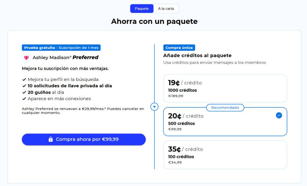 cuánto cuesta Ashley Madison en España